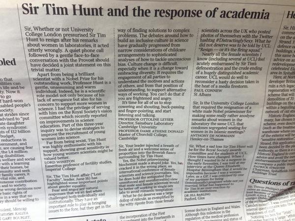 Sir Tim Times letter