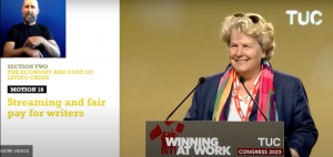 Sandi Toksvig speaking at the TUC